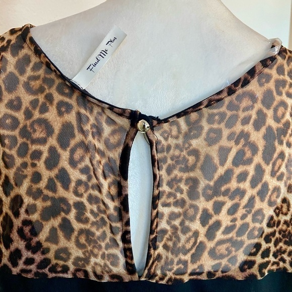 Plus Size Leopard Print 3/4 Sleeve Square Tops Size 3xl - Picture 5 of 8